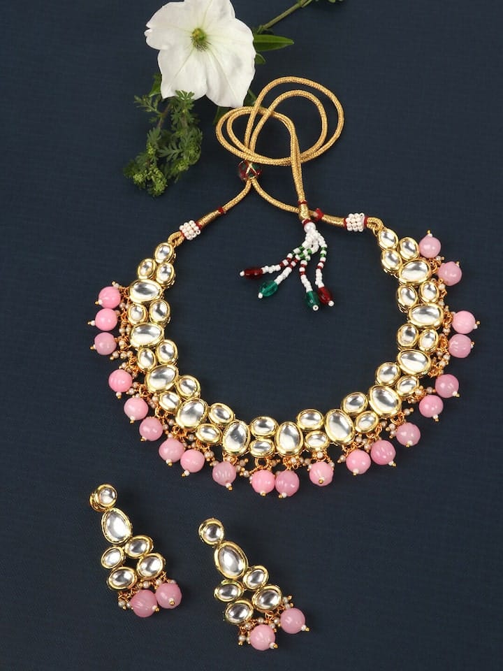 Gold-Plated Kundan-Studded Necklace & Earrings