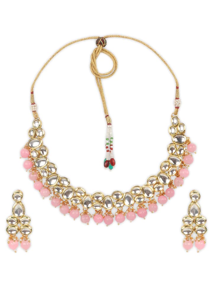 Gold-Plated Kundan-Studded Necklace & Earrings - Image 3