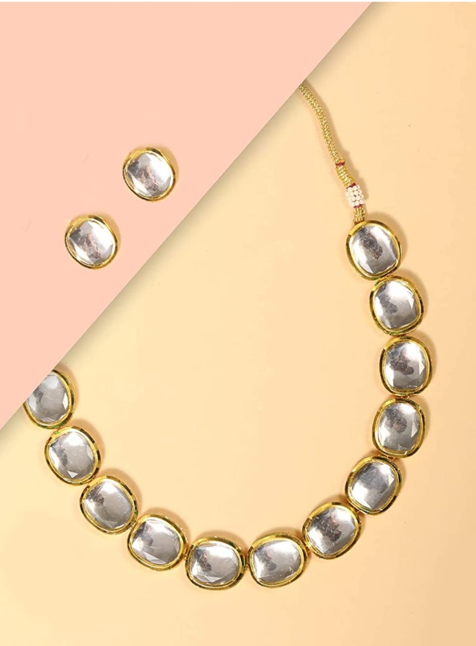 Gold-Plated Kundan-Studded Necklace & Earrings