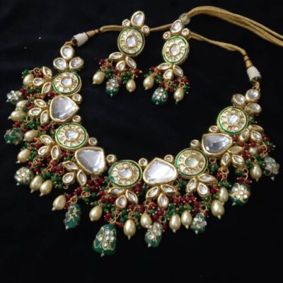 Heavy Meenakari Jadau Kundan Handmade Kundan Bridal Choker set