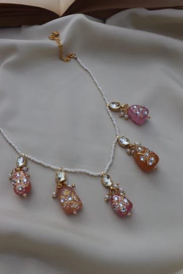 Gold Plated Kundan Necklace Set - Image 4