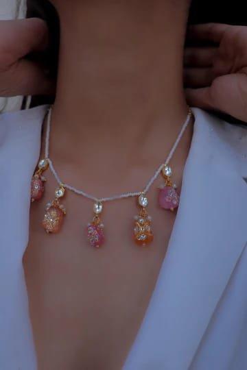 Gold Plated Kundan Necklace Set - Image 3