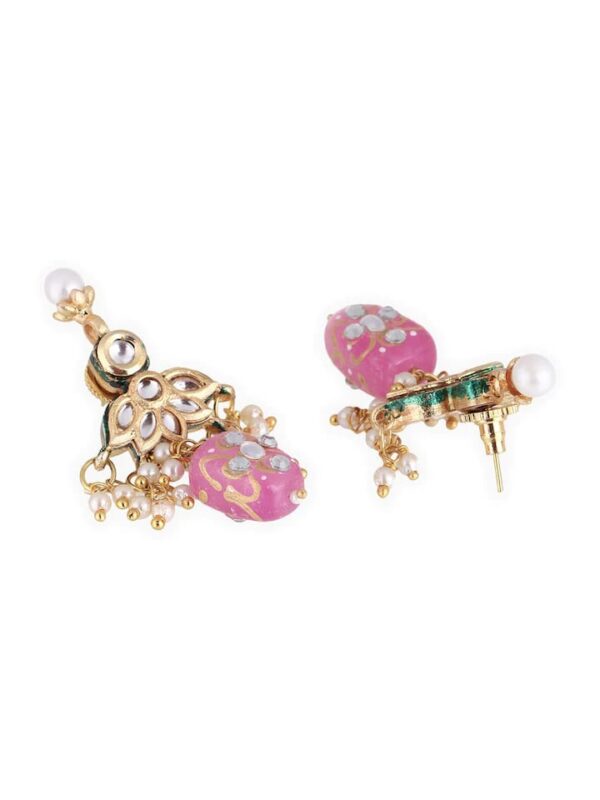 Gold Finish Kundan Necklace With Multicolor Stone In Mix Metal - Image 6