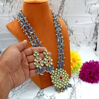 Kundan Long Necklace set with earrings