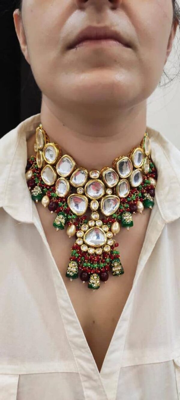 Noor Polki & Gold Plated Necklace With Earrings
