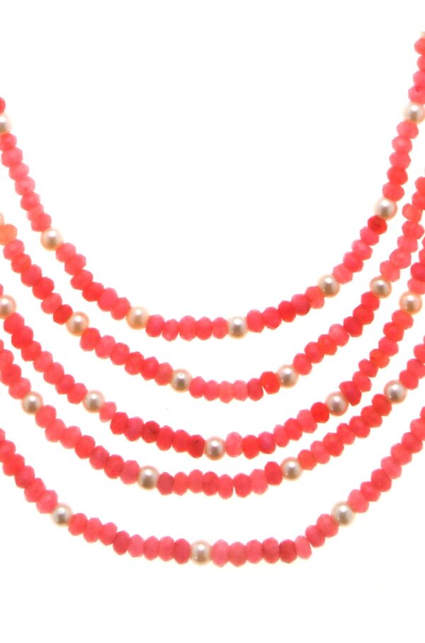 Pink Onyx And Pearls Necklace - Image 5