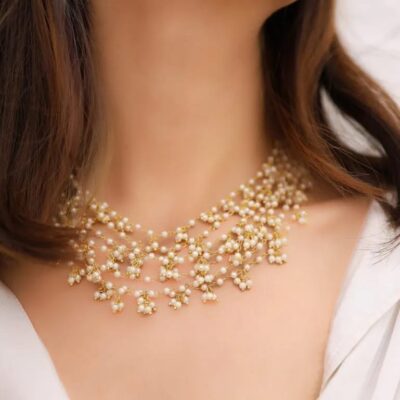 Long White Peral Necklace