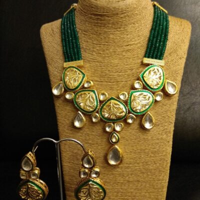 Sabyasachi Inspired Designer Kundan Meenakari Set With Earrings