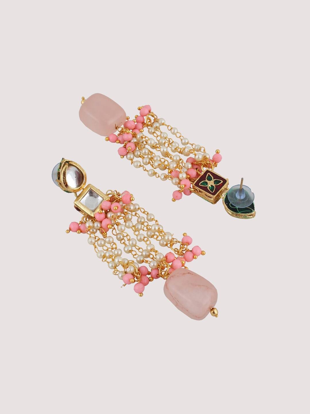 Gold Plated Pink Jewellery Set with Earring - Image 5