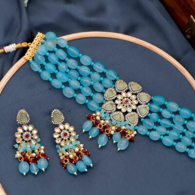 Monalisa Stone Kundan Jewellery Set With Earring