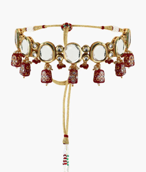 Gold Plated Kundan Necklace With Earring - Image 5