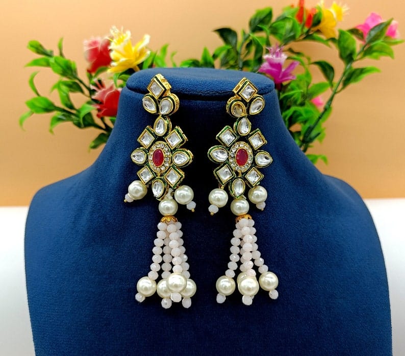 Bollywood Inspire Kundan Polki Necklace Set - Image 3