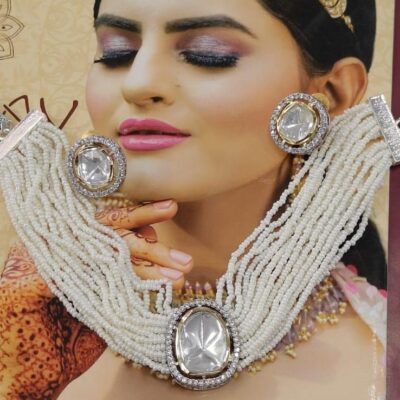 Bollywood Inspired Polki Choker Necklace Set