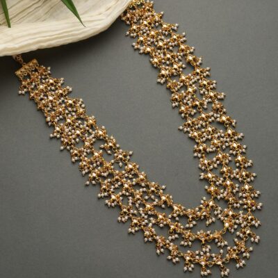 Gold Plated Pearls Kundan Embellished Necklace