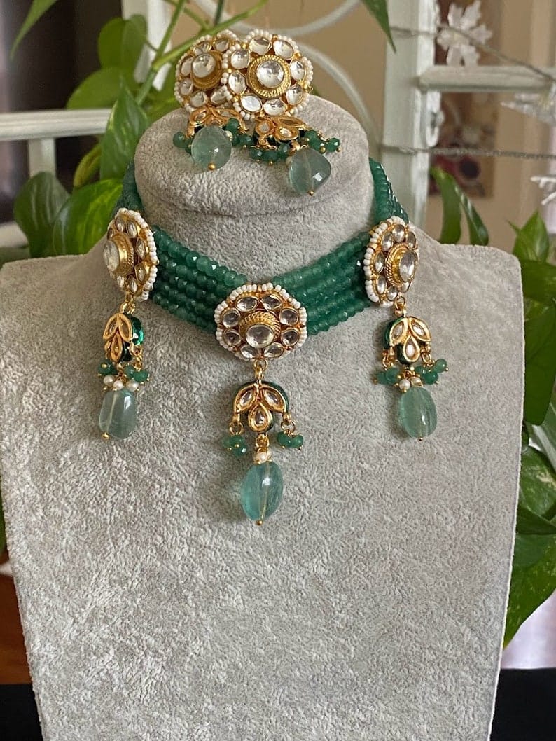 Gold Plated Kundan Choker Set - Image 3
