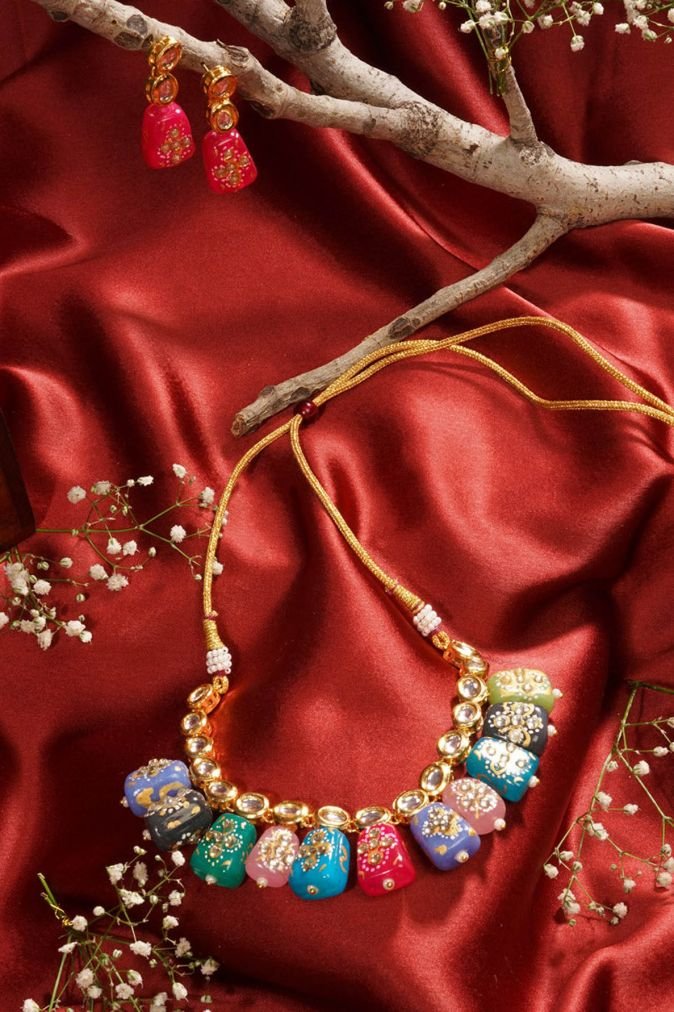 Gold-Plated Jewellery Set With Multi Stone - Image 4