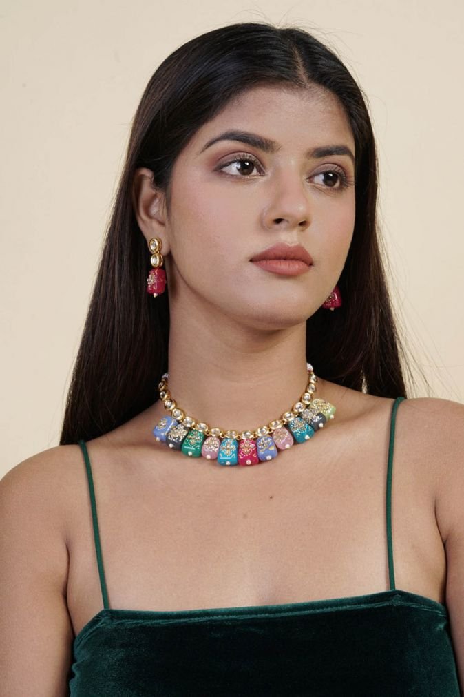 Gold-Plated Jewellery Set With Multi Stone - Image 3