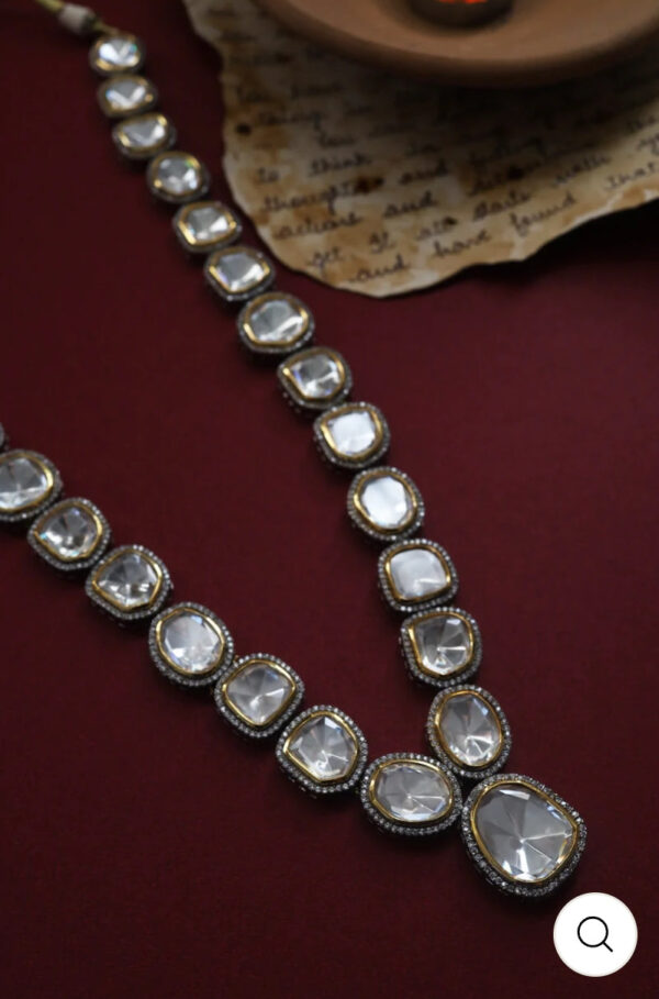 Victorian Uncut Polki Faux Diamond Necklace - Image 6
