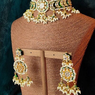 Gold Plated Kundan Polki Necklace Set