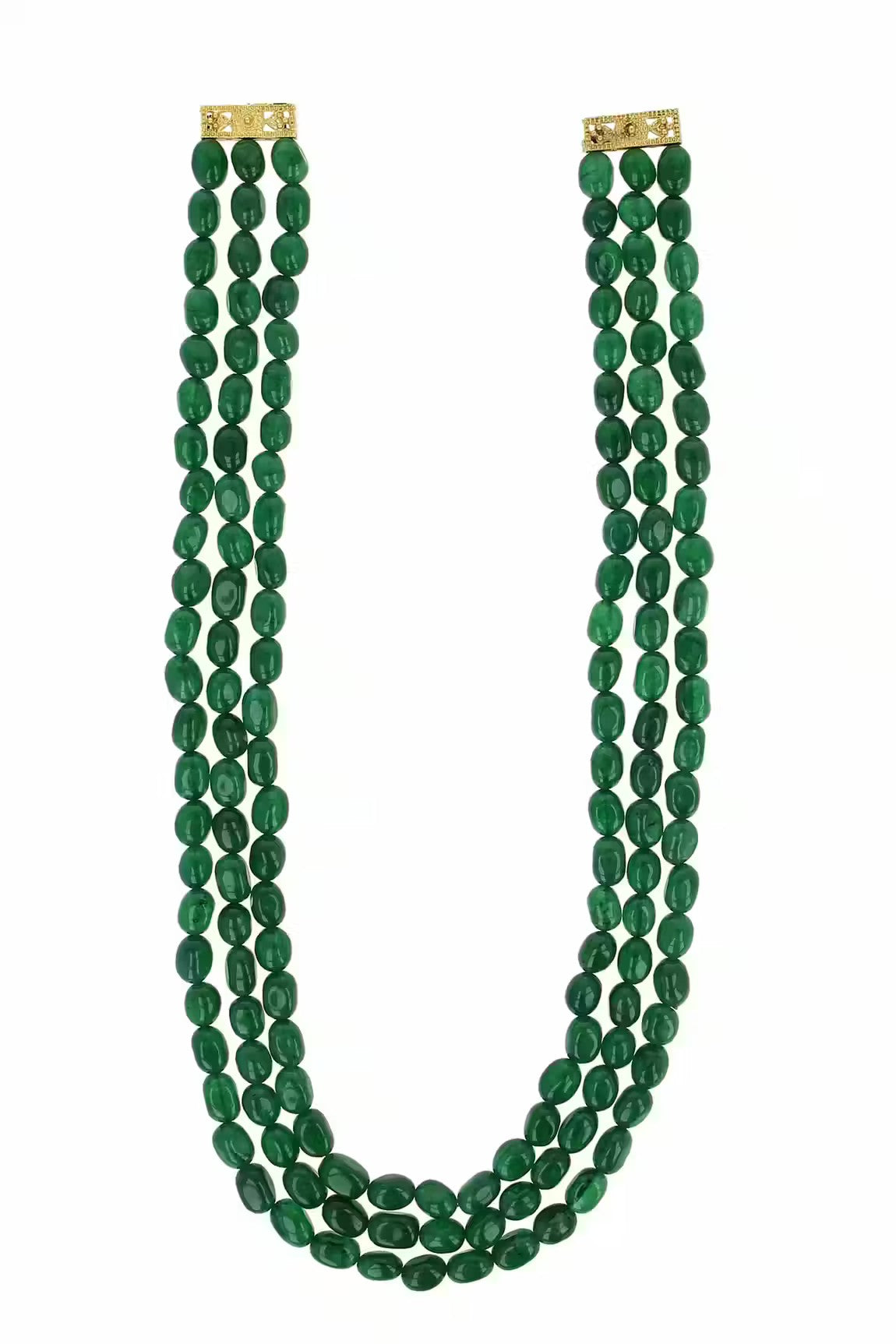 Green Colored Semi-Precious Stone & Emerald Bead Necklace - Image 5