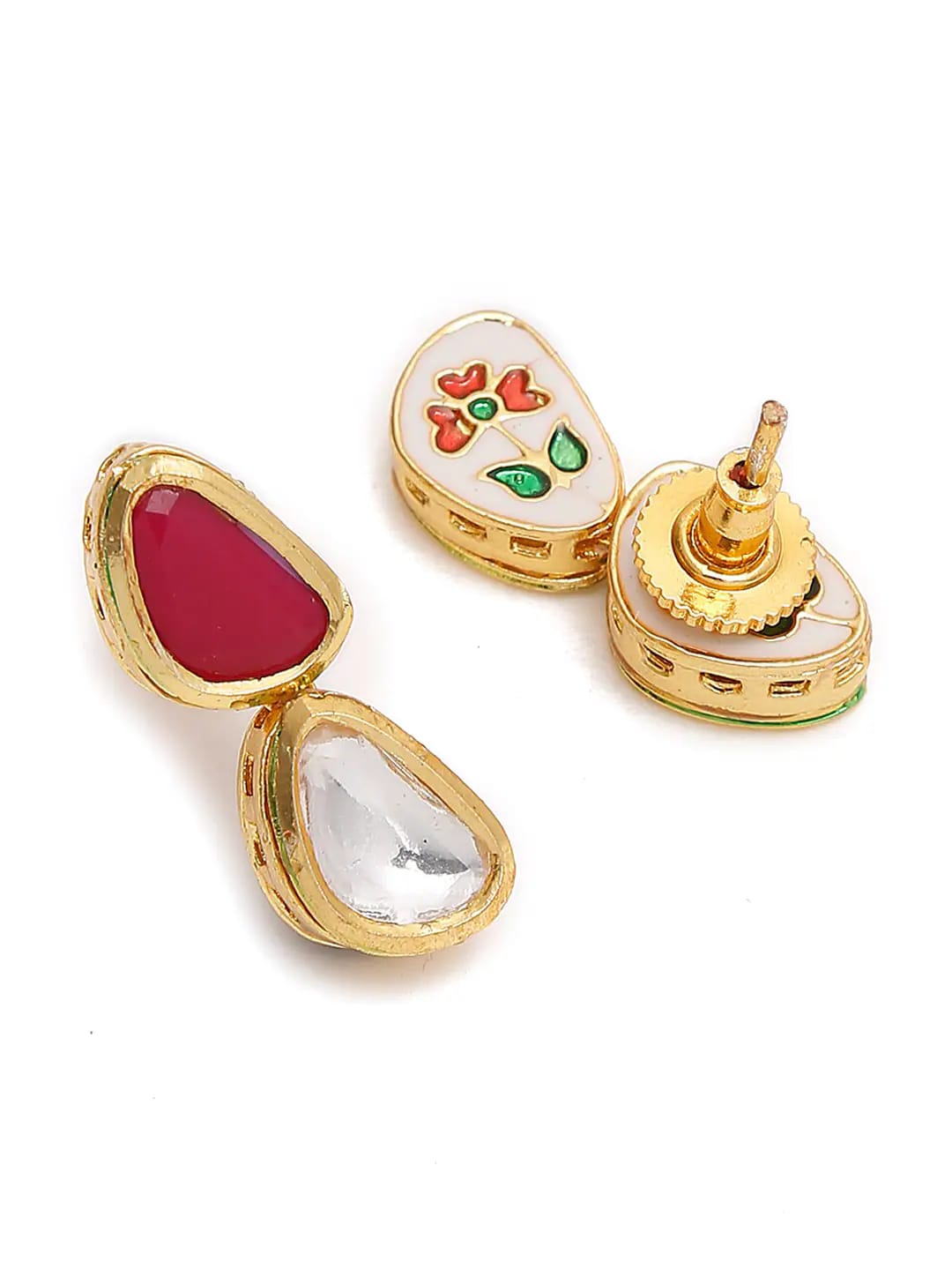 Gold Plated Jadau Kundan Polki Choker Necklace Set - Image 5