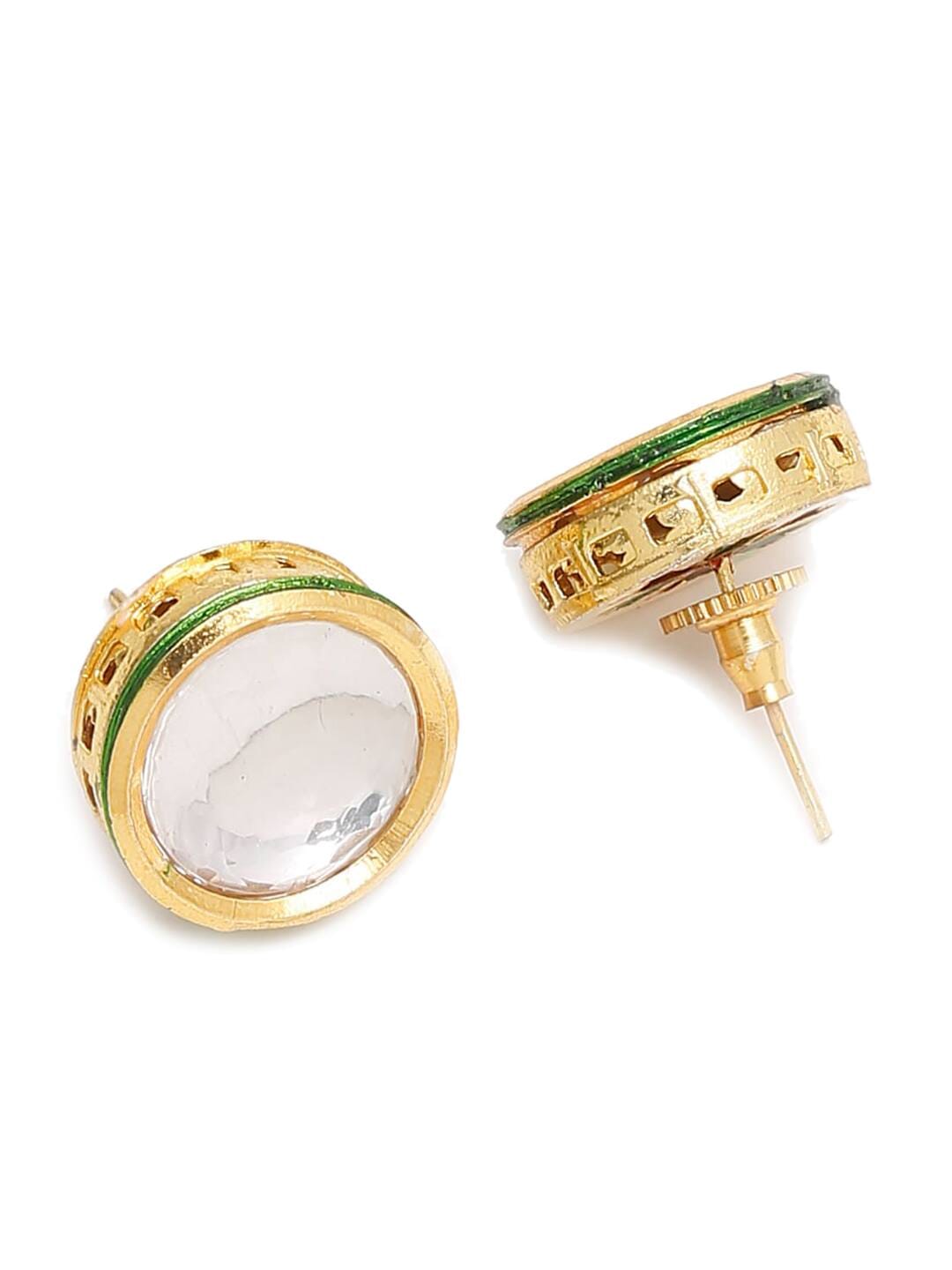 Gold Plated Jadau Kundan Polki Necklace Set - Image 4