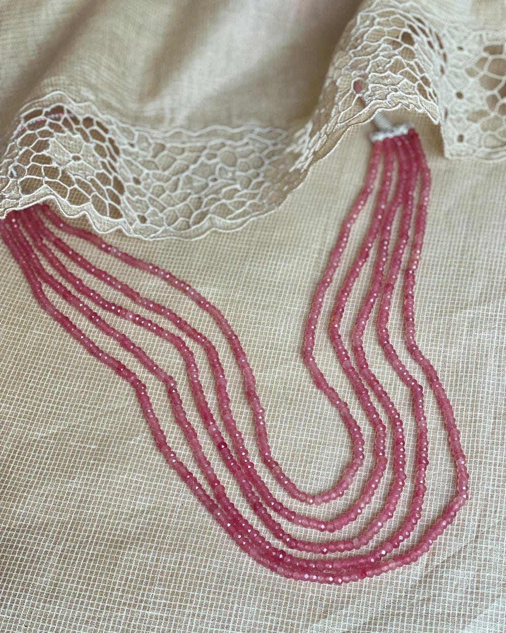 Peachish Pink Bead Mala