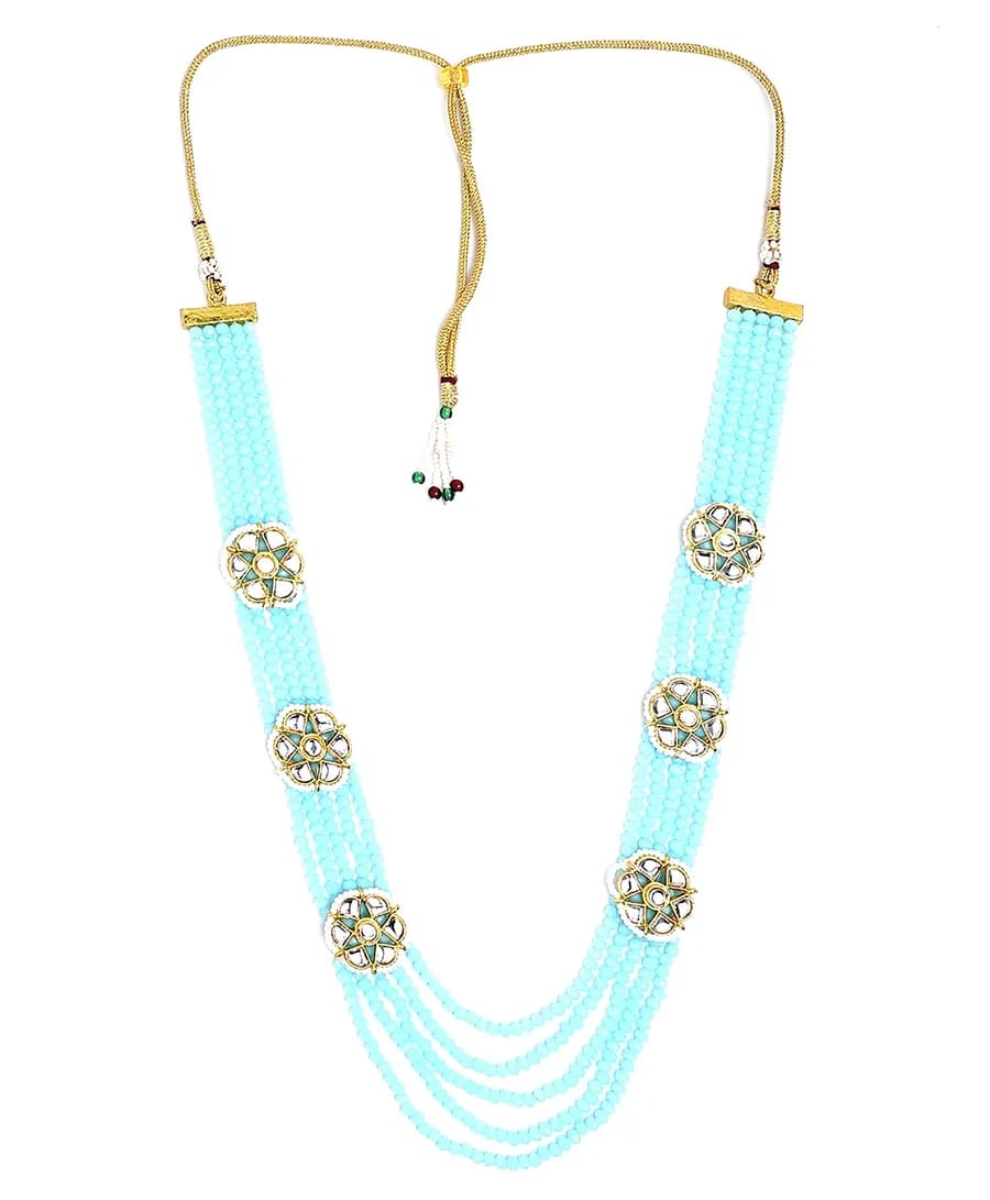 Sky Blue Crystal Necklace Set With Earring - Image 3