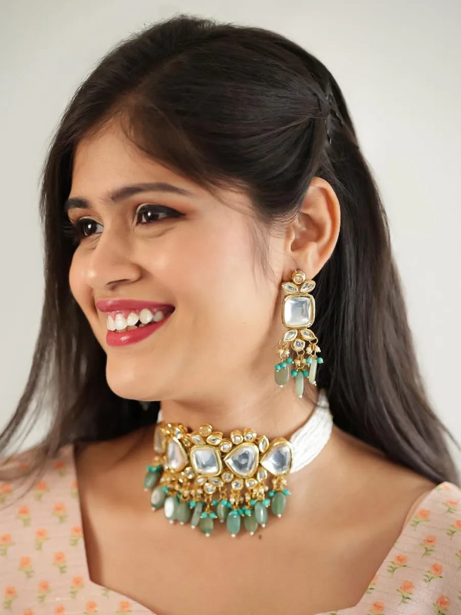 Kundan Moti Choker And Earring Set - Image 3