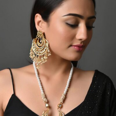Sabhyasachi Inspired Kundan Chandbali Pendant With Earrings