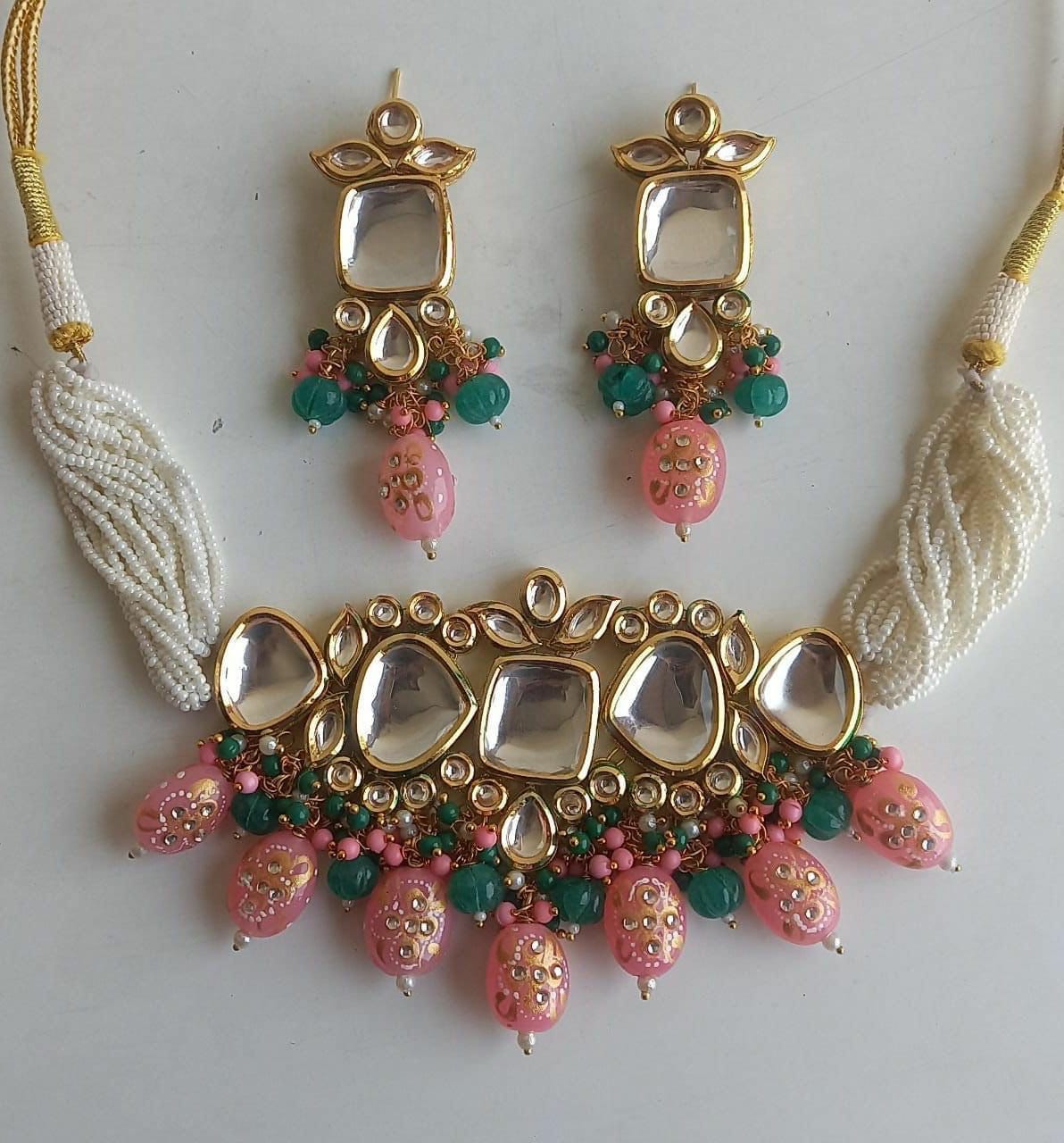 Gold Plated Kundan Necklace Set - Image 4