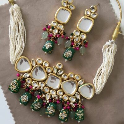 Gold Plated Kundan Necklace Set