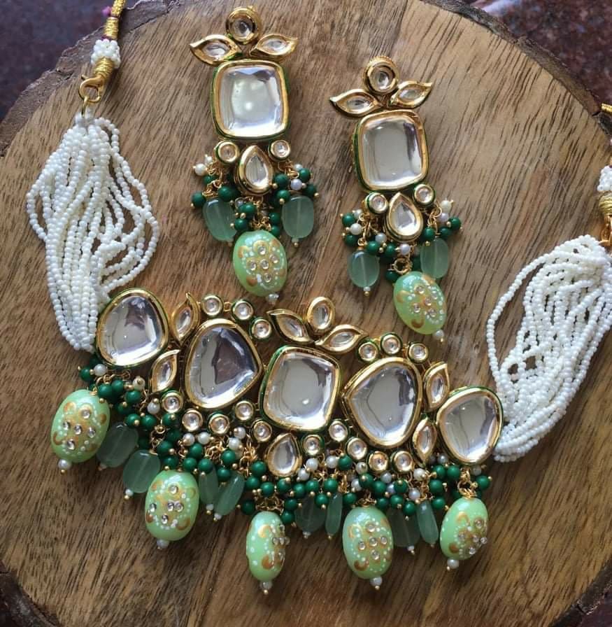 Gold Plated Kundan Necklace Set - Image 2