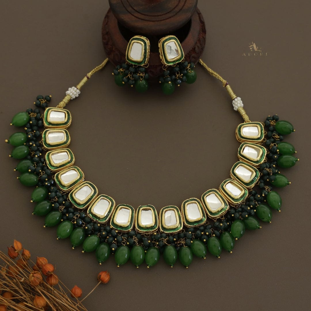 Gold Plated Kundan Necklace Set - Image 9