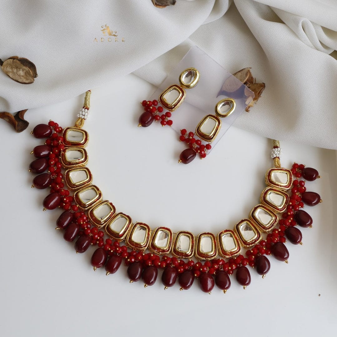 Gold Plated Kundan Necklace Set - Image 6