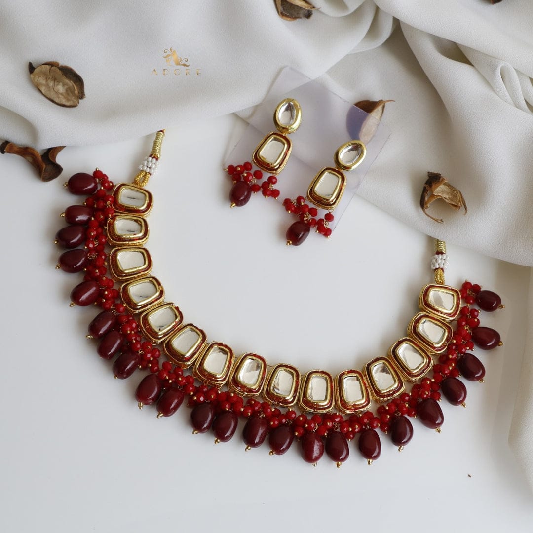 Gold Plated Kundan Necklace Set - Image 7