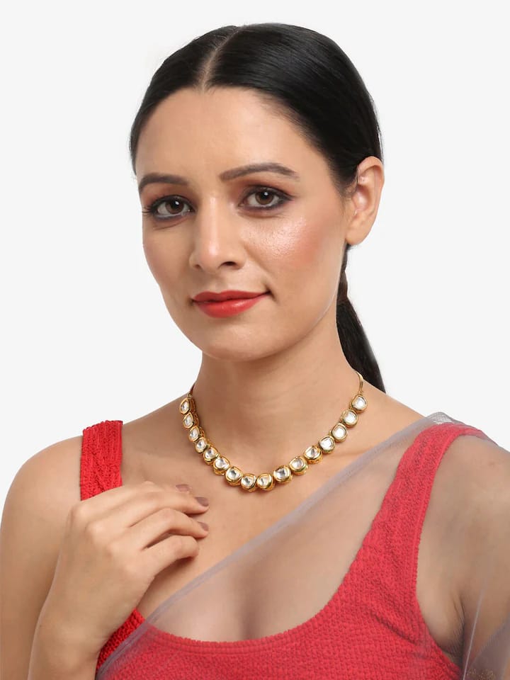 Gold Plated Kundan Necklace Set - Image 2