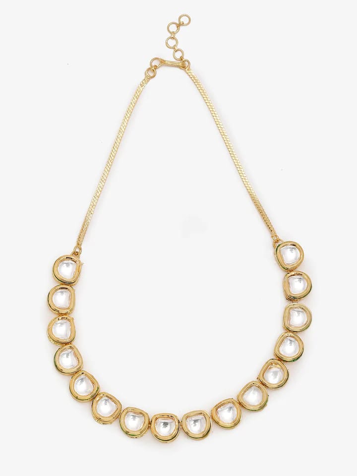 Gold Plated Kundan Necklace Set - Image 3