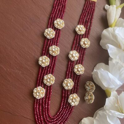 Fine Kundan jadau long Ruby necklace set