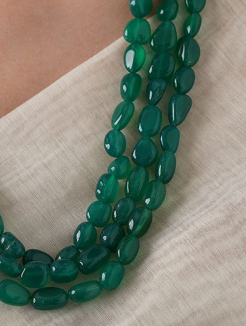 Long Emerald Green Necklace Set - Image 4