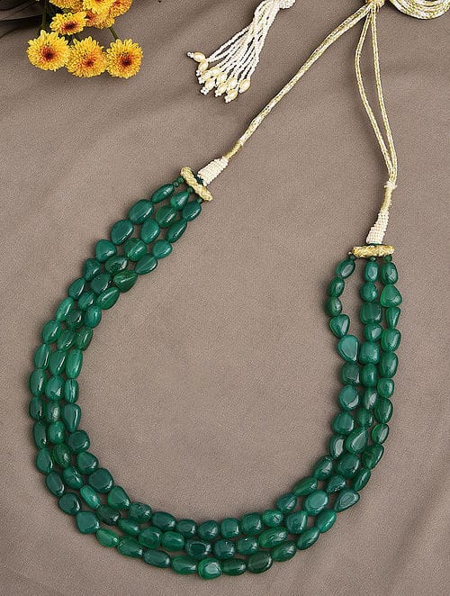 Long Emerald Green Necklace Set - Image 2
