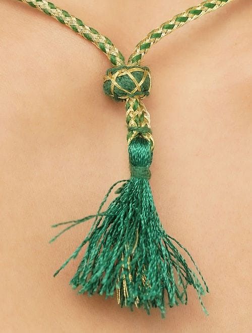 Long Emerald Green Necklace Set - Image 4