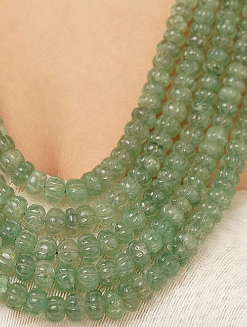 Long Emerald Green Necklace Set - Image 3