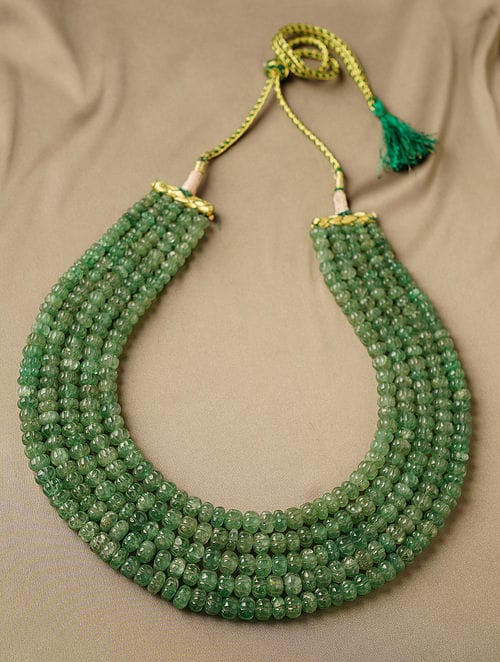 Long Emerald Green Necklace Set - Image 2