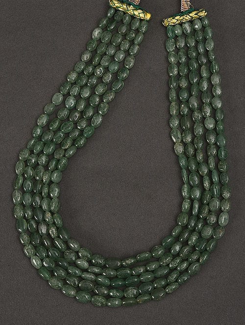 Long Emerald Green Necklace Set - Image 2