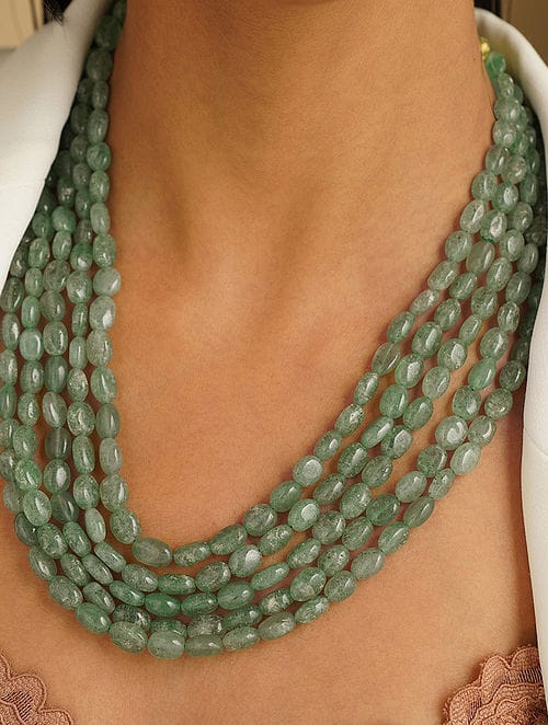 Long Emerald Green Necklace Set - Image 3