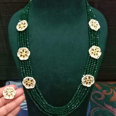 Long Kundan Pearl Necklace Set
