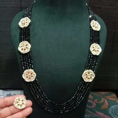 Long Kundan Pearl Necklace Set