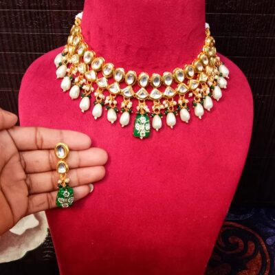 22K Gold-Plated Kundan Studded Jewellery Set