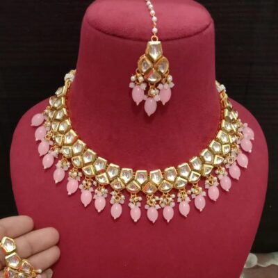 22K Gold-Plated Kundan Studded Jewellery Set